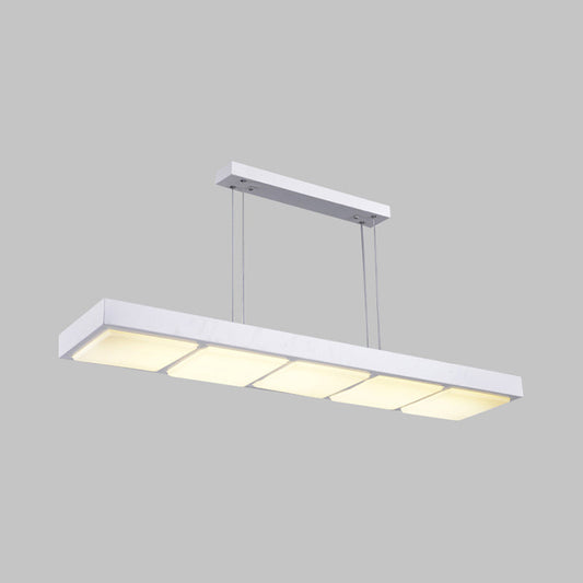 Modern Metal Rectangular Island Lamp With 3/4/5 Lights In Black/White - Office Hanging Light
