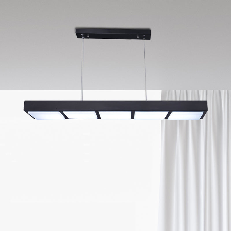 Modern Metal Rectangular Island Lamp With 3/4/5 Lights In Black/White - Office Hanging Light