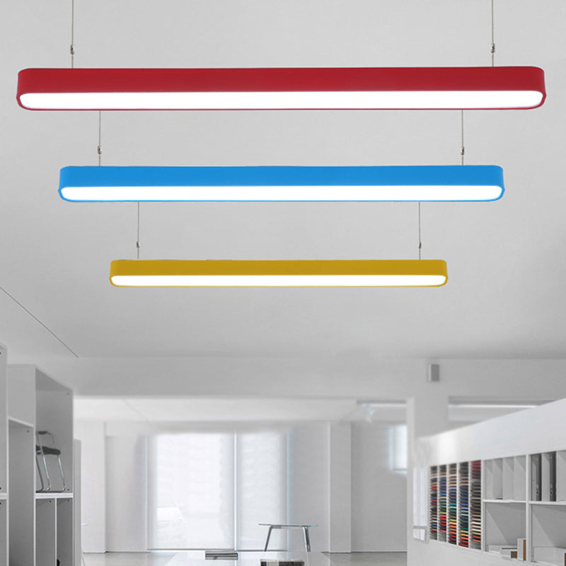 Modern Metal LED Hanging Lamp – Tubular Pendant Light for Dining Room – Available in Red/Blue/Yellow