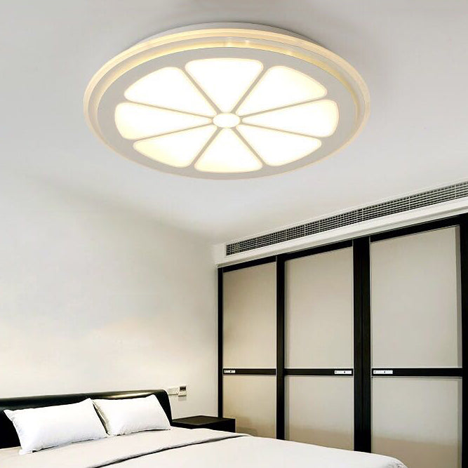Lemon LED Circular Ceiling Mount Light – Cartoon Acrylic Lamp, White, Perfect for Bathrooms