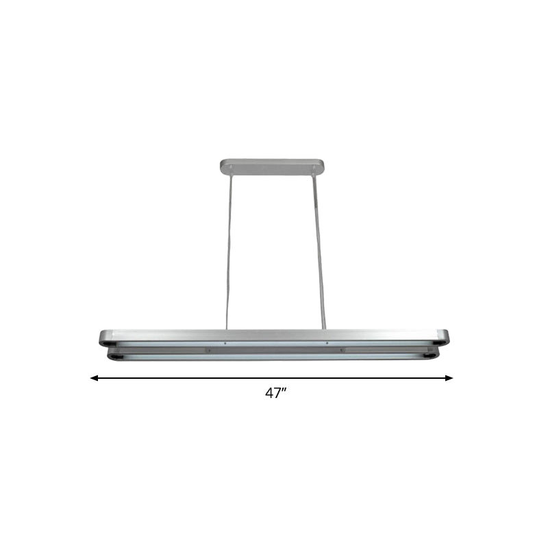 Modern LED Metal Pendant Lamp in Silver with Elongated Oval Shape - Choice of White, Warm, or Natural Light