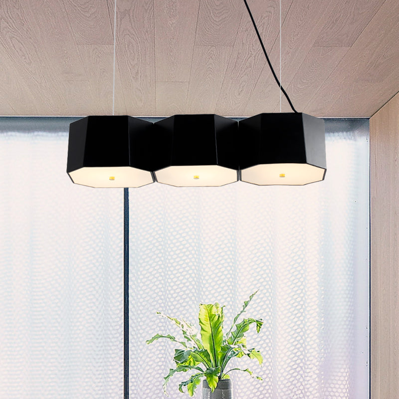 Black Nordic Island Light With Octagon Metal Shade For Dining Room