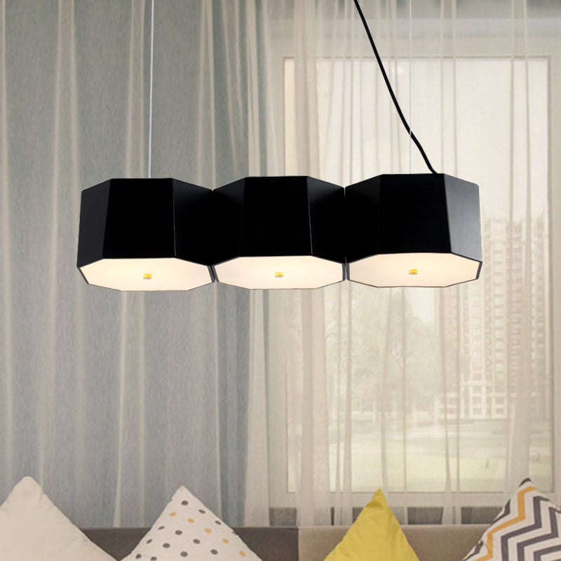 Black Nordic Island Light With Octagon Metal Shade For Dining Room
