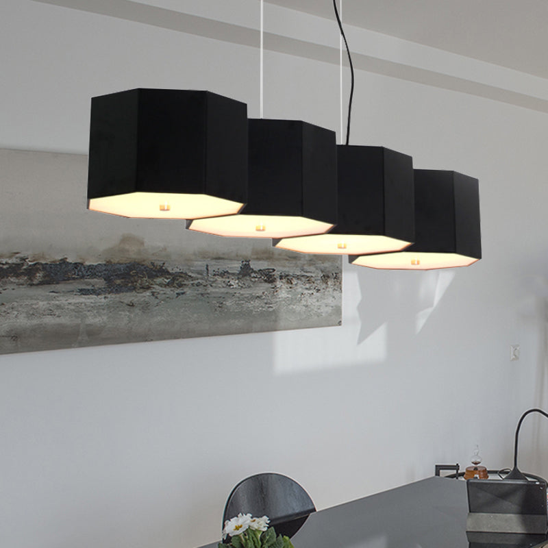 Black Nordic Island Light With Octagon Metal Shade For Dining Room