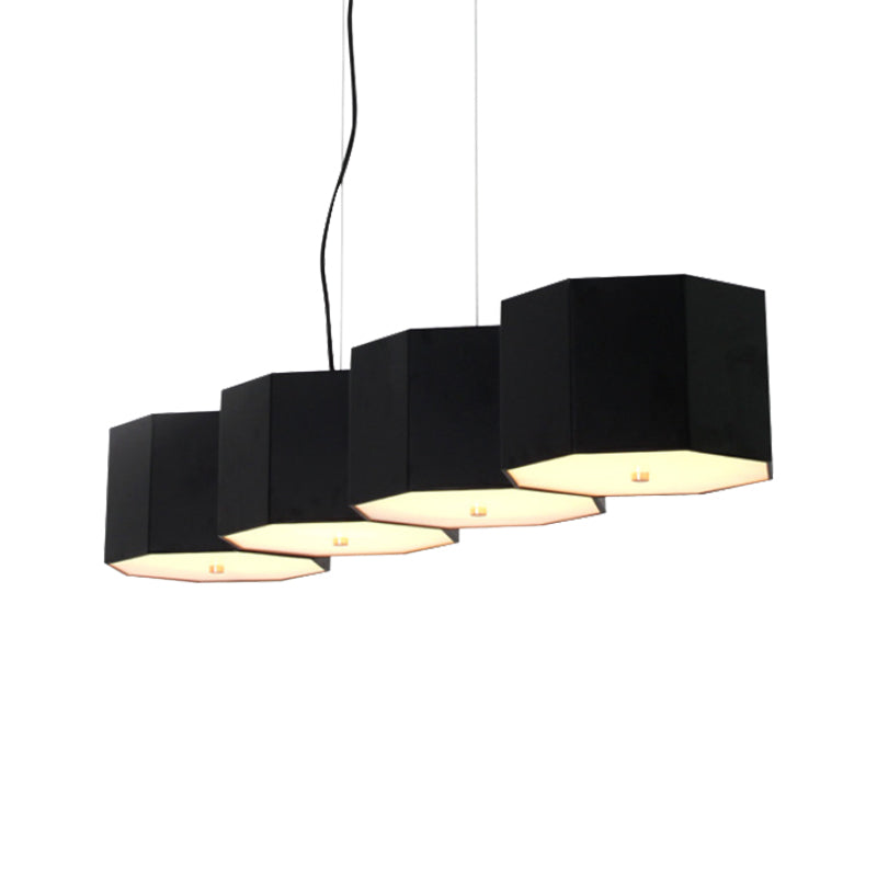 Black Nordic Island Light With Octagon Metal Shade For Dining Room