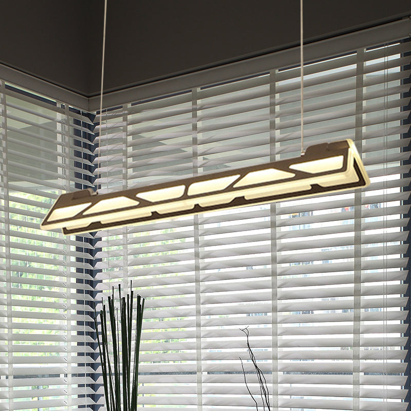 Modern LED Linear Pendant Light (White/Brown, 31.5" Wide) for Office or Home
