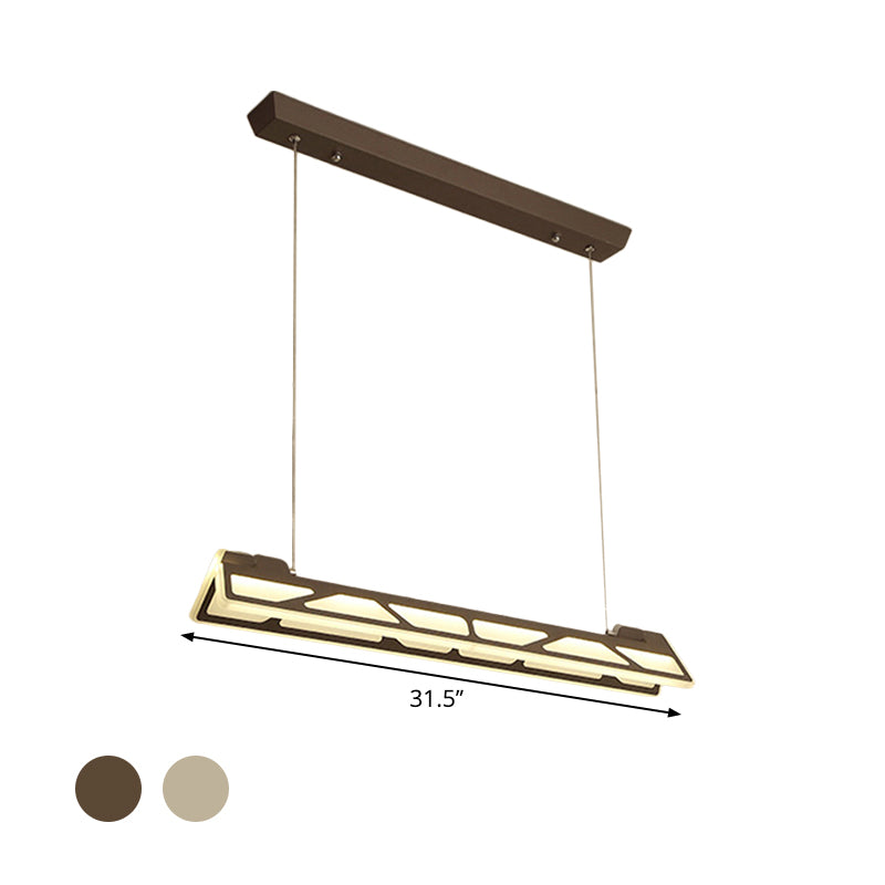Modern LED Linear Pendant Light (White/Brown, 31.5" Wide) for Office or Home
