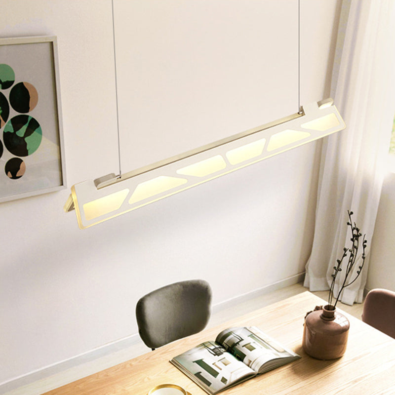 Modern LED Linear Pendant Light (White/Brown, 31.5" Wide) for Office or Home