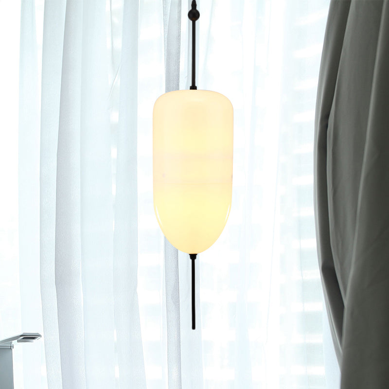 Modernist Blue/White Glass Cluster Pendant Light Fixture - Teardrop/Drum/Cylinder Design 1/3 Lights
