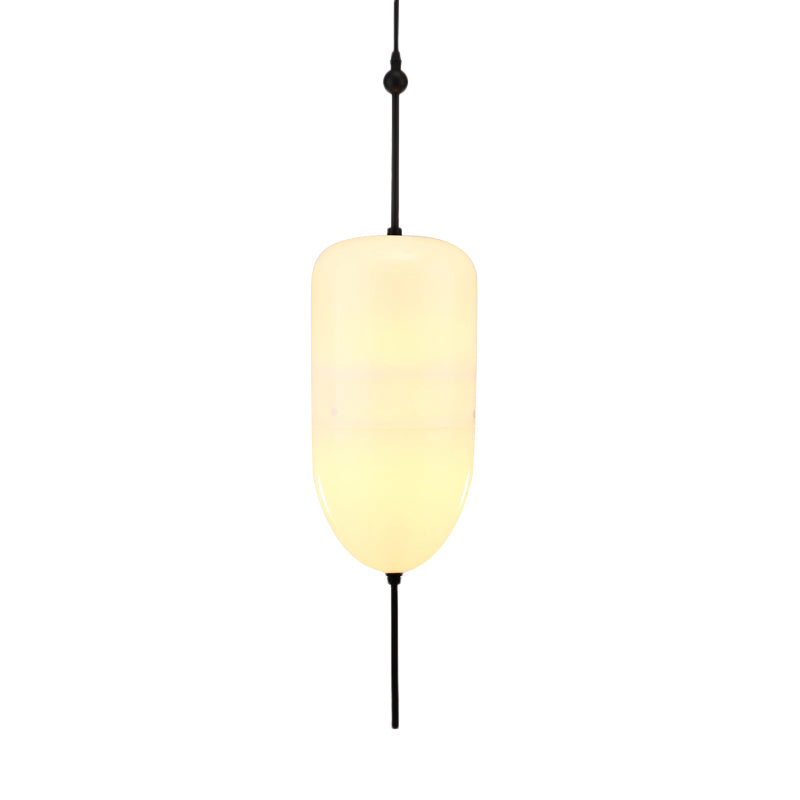Modernist Blue/White Glass Cluster Pendant Light Fixture - Teardrop/Drum/Cylinder Design 1/3 Lights