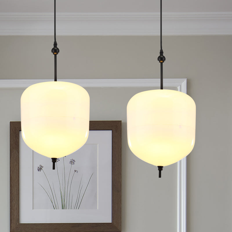 Modernist Blue/White Glass Cluster Pendant Light Fixture - Teardrop/Drum/Cylinder Design 1/3 Lights