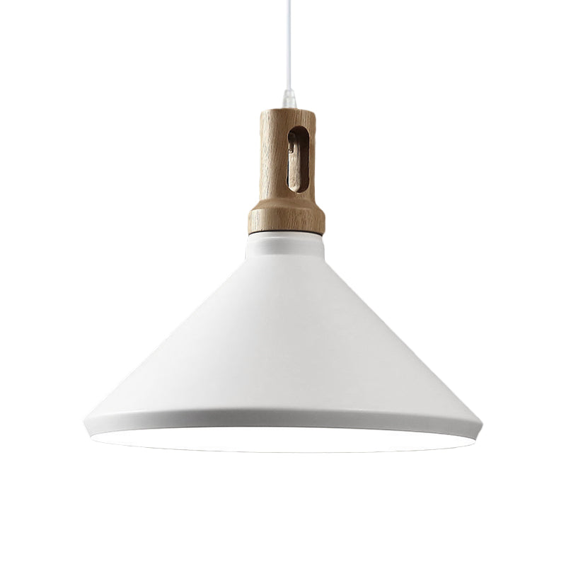 Modern Aluminum Cone/Drum Shade Hanging Ceiling Light - 1 Light Pendant in Black/White