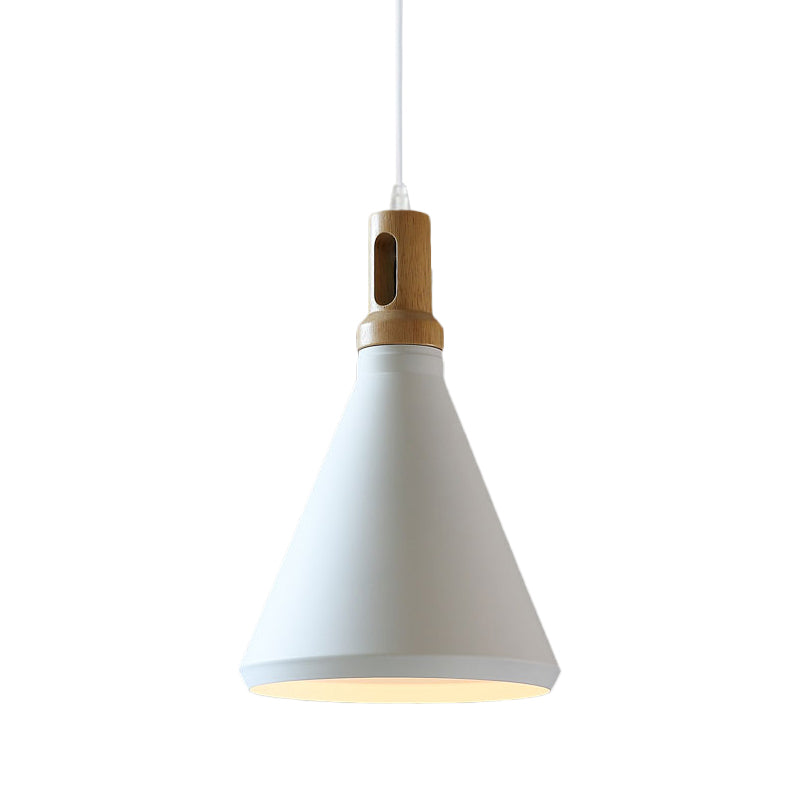 Modern Aluminum Cone/Drum Shade Hanging Ceiling Light - 1 Light Pendant in Black/White