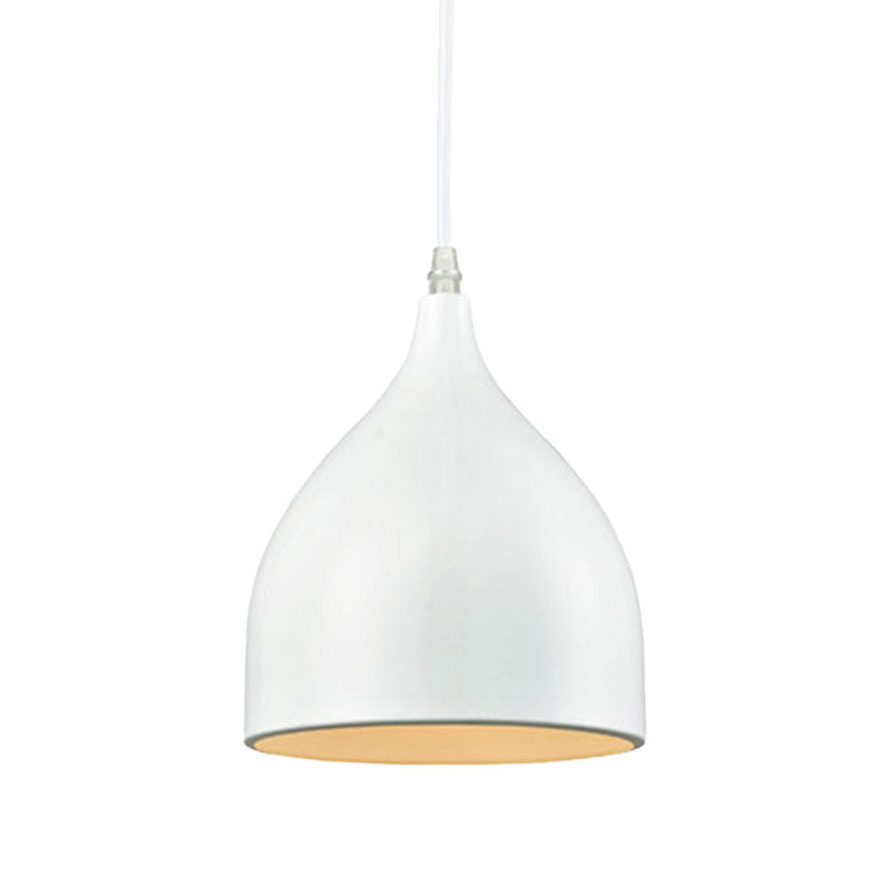 Modernist Style Black/White Hanging Lamp with Domed Metal Shade and 1 Bulb for Kitchen Pendant Light