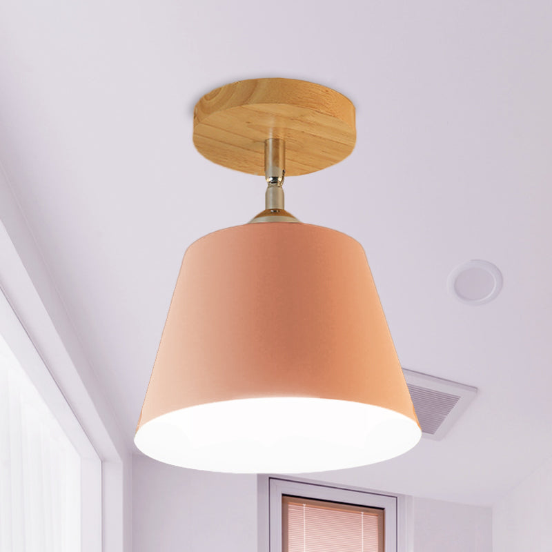 Plafonnier moderne réglable en métal et bois gris/rose