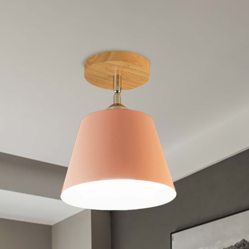 Plafonnier moderne réglable en métal et bois gris/rose