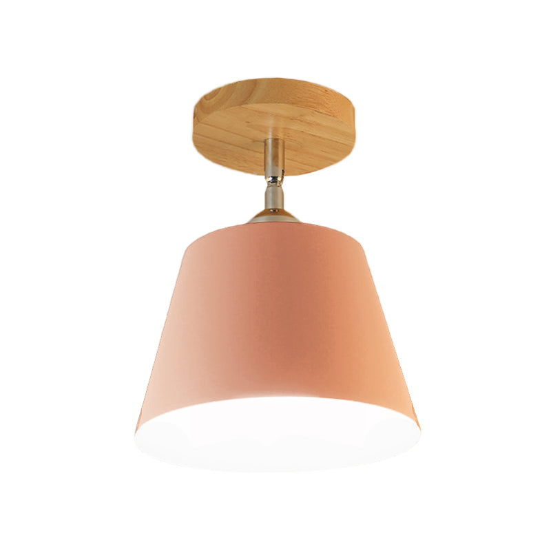 Plafonnier moderne réglable en métal et bois gris/rose