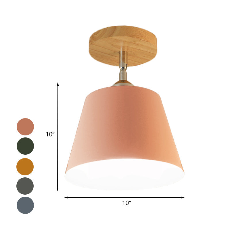 Plafonnier moderne réglable en métal et bois gris/rose