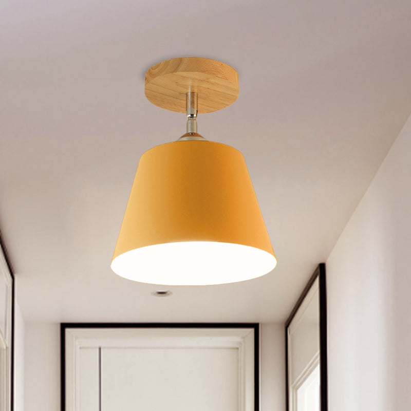 Plafonnier moderne réglable en métal et bois gris/rose