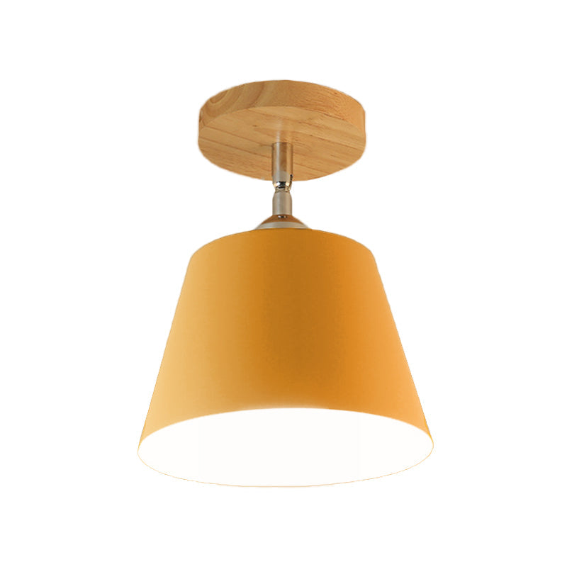 Plafonnier moderne réglable en métal et bois gris/rose