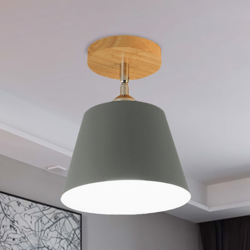 Plafonnier moderne réglable en métal et bois gris/rose