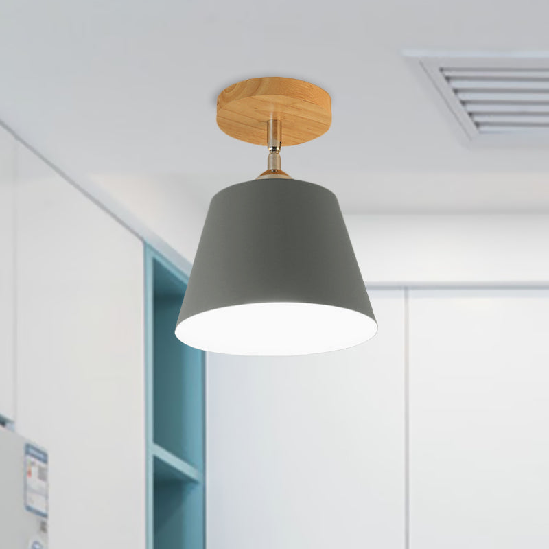 Plafonnier moderne réglable en métal et bois gris/rose