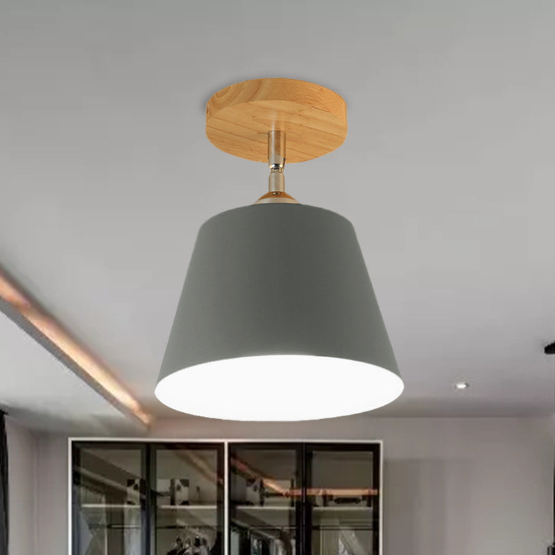 Plafonnier moderne réglable en métal et bois gris/rose