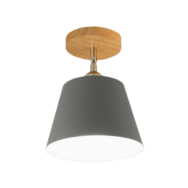 Plafonnier moderne réglable en métal et bois gris/rose