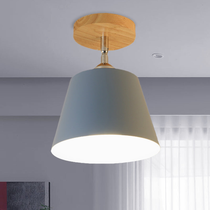 Plafonnier moderne réglable en métal et bois gris/rose