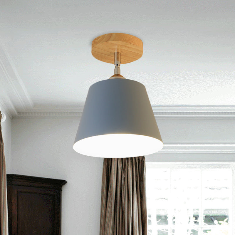 Plafonnier moderne réglable en métal et bois gris/rose