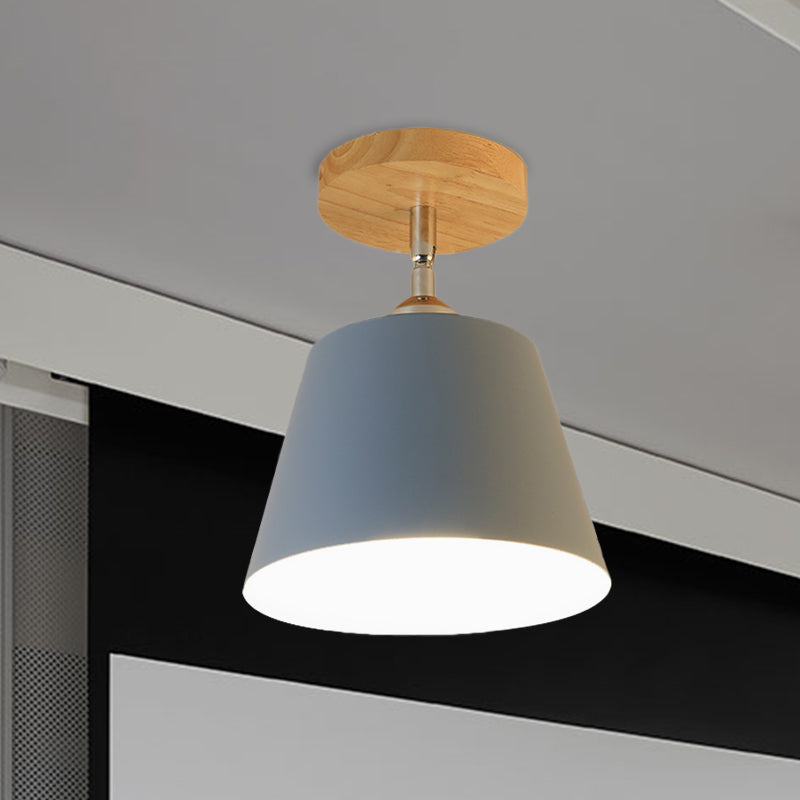 Plafonnier moderne réglable en métal et bois gris/rose