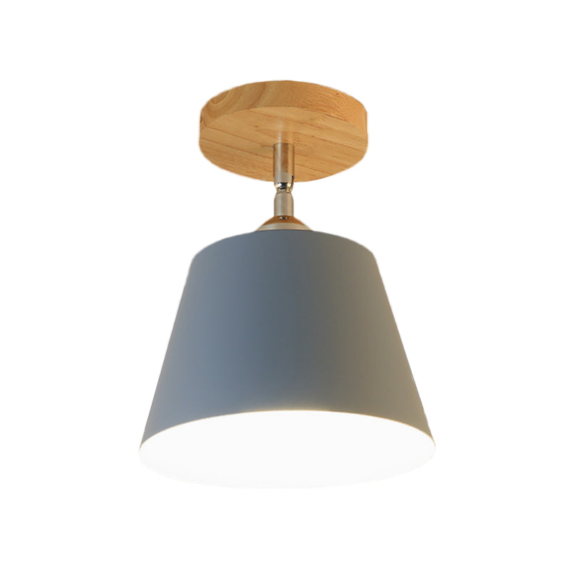 Plafonnier moderne réglable en métal et bois gris/rose