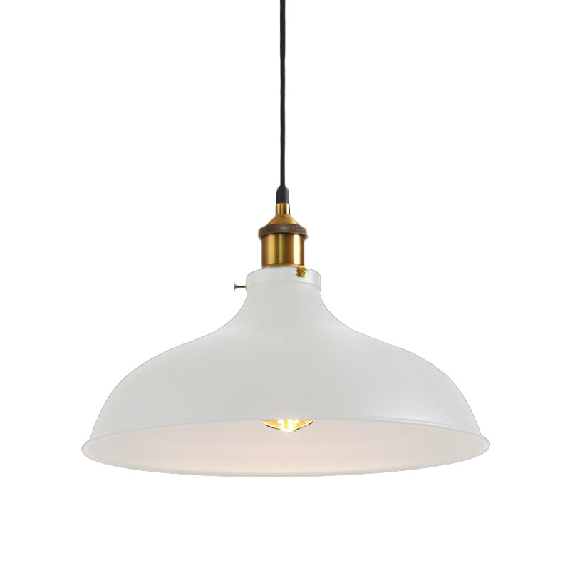 Vintage Style Pendant Lamp for Restaurant - Metal Bowl Ceiling Light in Black/White
