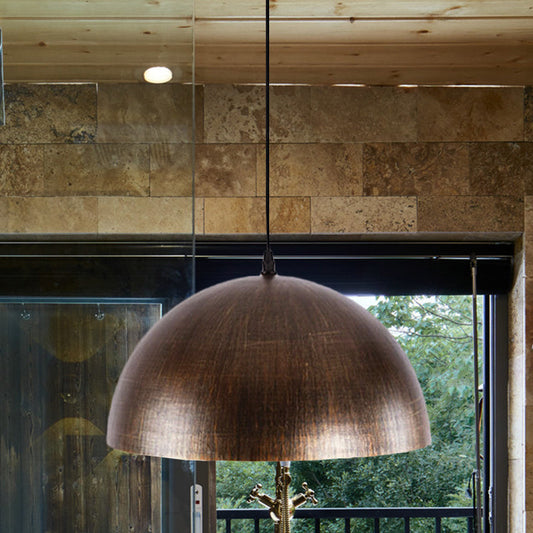 Vintage Style Metal Pendant Dome Shade in Bronze/Brown – Perfect for Dining Table