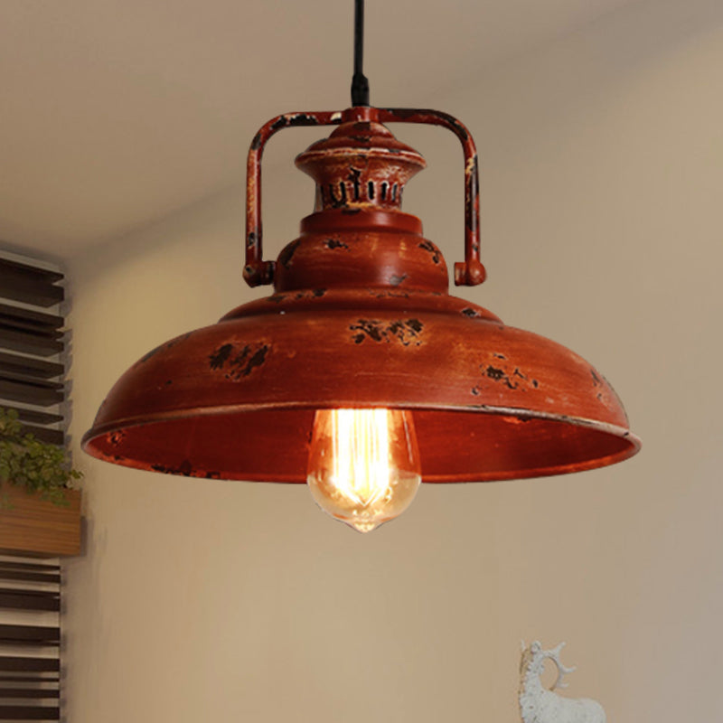 Rustic Industrial Barn Ceiling Light With Adjustable Cord - Perfect For Restaurants Rust