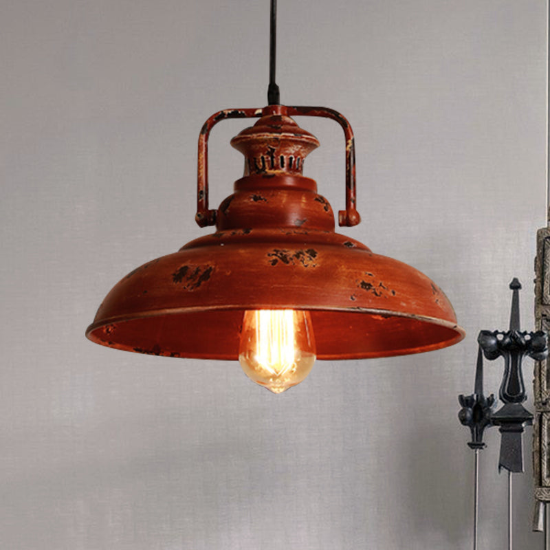 Rustic Lodge Industrial Pendant Light for Restaurants - Adjustable Cord, Barn Ceiling Fixture, Metal Construction, 1 Light