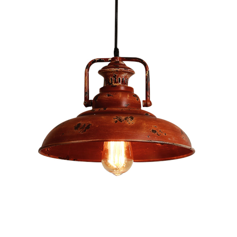 Rustic Lodge Industrial Pendant Light for Restaurants - Adjustable Cord, Barn Ceiling Fixture, Metal Construction, 1 Light