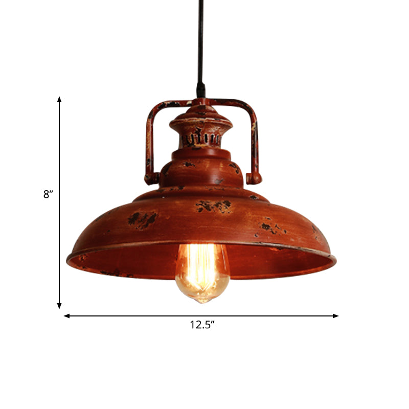 Rustic Lodge Industrial Pendant Light for Restaurants - Adjustable Cord, Barn Ceiling Fixture, Metal Construction, 1 Light