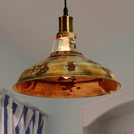 Rustic Wrought Iron Pendant Lamp with Rust Finish for Restaurant -1 Light