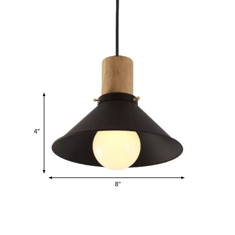 Lampe à suspension noire métallisée avec abat-jour cône/soucoupe et design contemporain pour le salon
