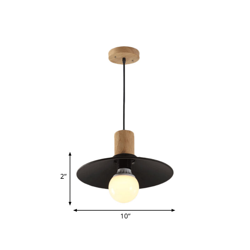 Lampe à suspension noire métallisée avec abat-jour cône/soucoupe et design contemporain pour le salon