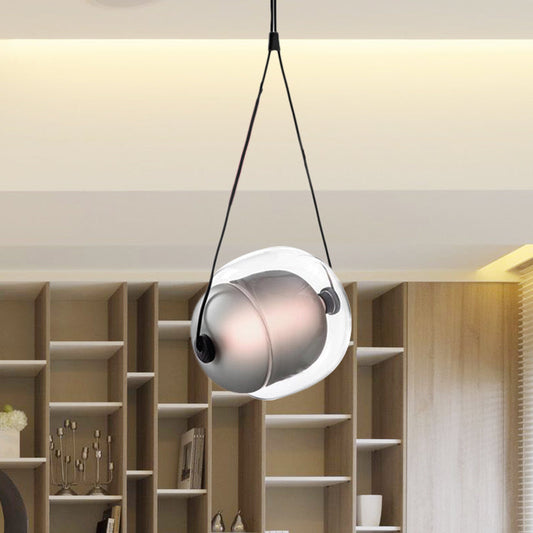 Janine - Modern Candy-Shaped Pendant Light Modern Clear Glass 1 Light Led Hanging Ceiling Lamp in Grey/Yellow/Purple with Cord
