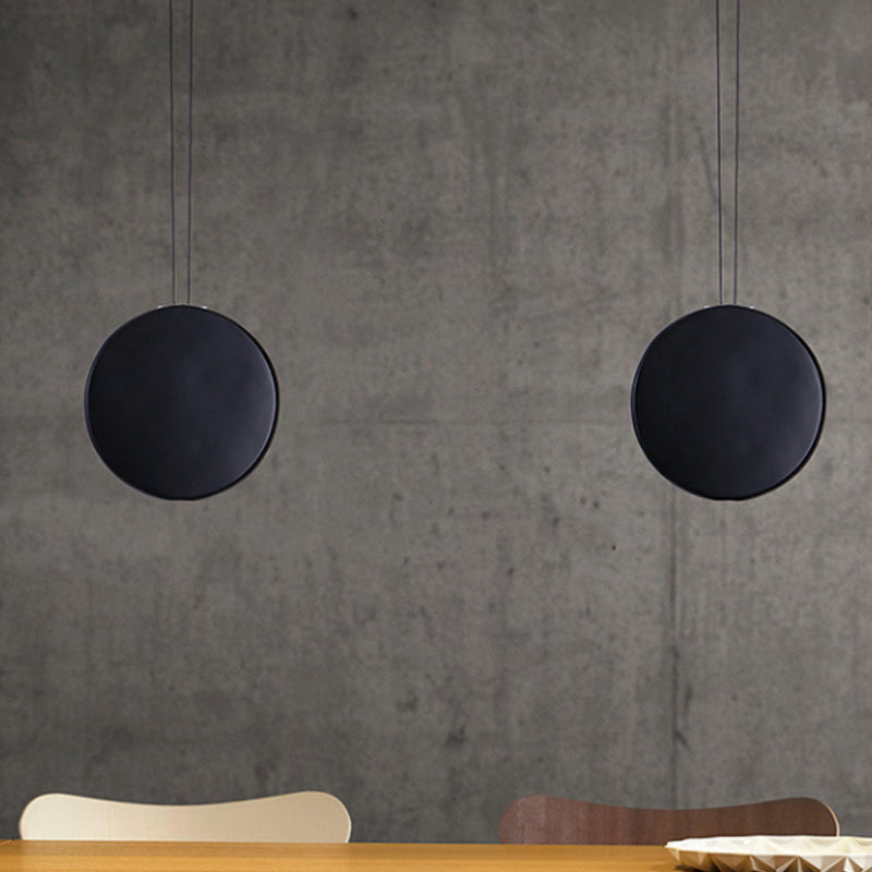 Nordic Metal Pendant Ceiling Light - 6"/8" Round LED Lamp in Black/White/Grey and Warm/White Light