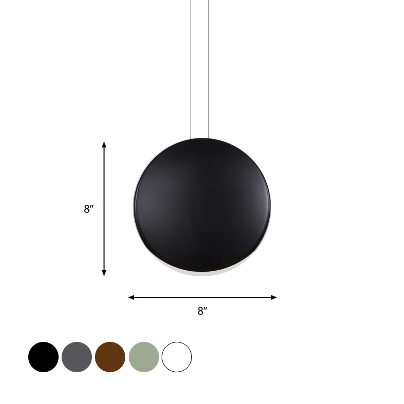 Round Pendant Ceiling Light - Nordic Metal Led 6/8 Wide Black/White/Grey Warm/White