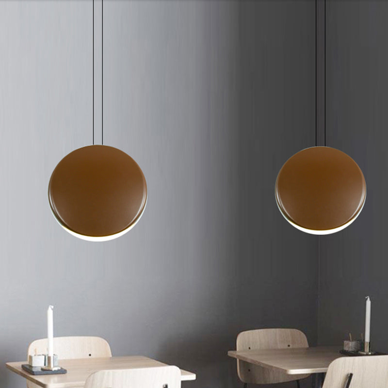 Nordic Metal Pendant Ceiling Light - 6"/8" Round LED Lamp in Black/White/Grey and Warm/White Light