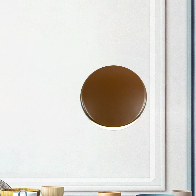 Nordic Metal Pendant Ceiling Light - 6"/8" Round LED Lamp in Black/White/Grey and Warm/White Light