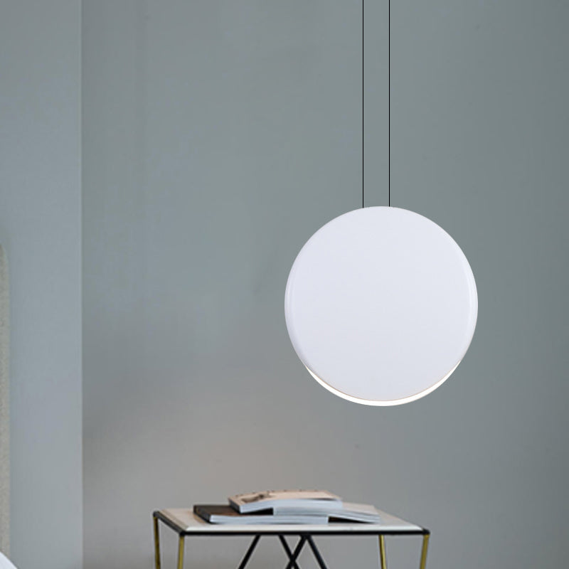 Nordic Metal Pendant Ceiling Light - 6"/8" Round LED Lamp in Black/White/Grey and Warm/White Light