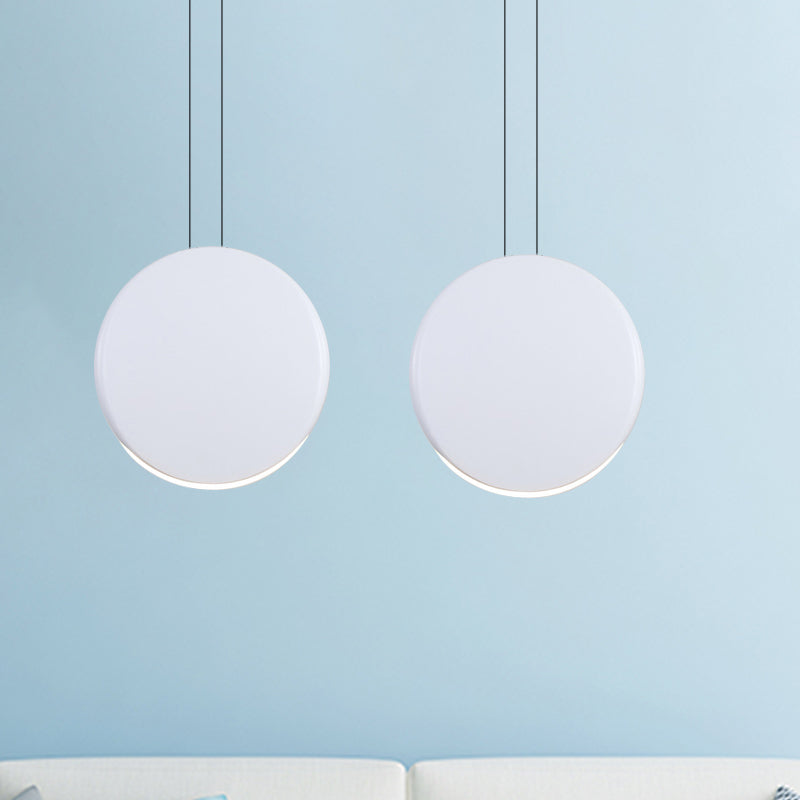 Round Pendant Ceiling Light - Nordic Metal Led 6/8 Wide Black/White/Grey Warm/White