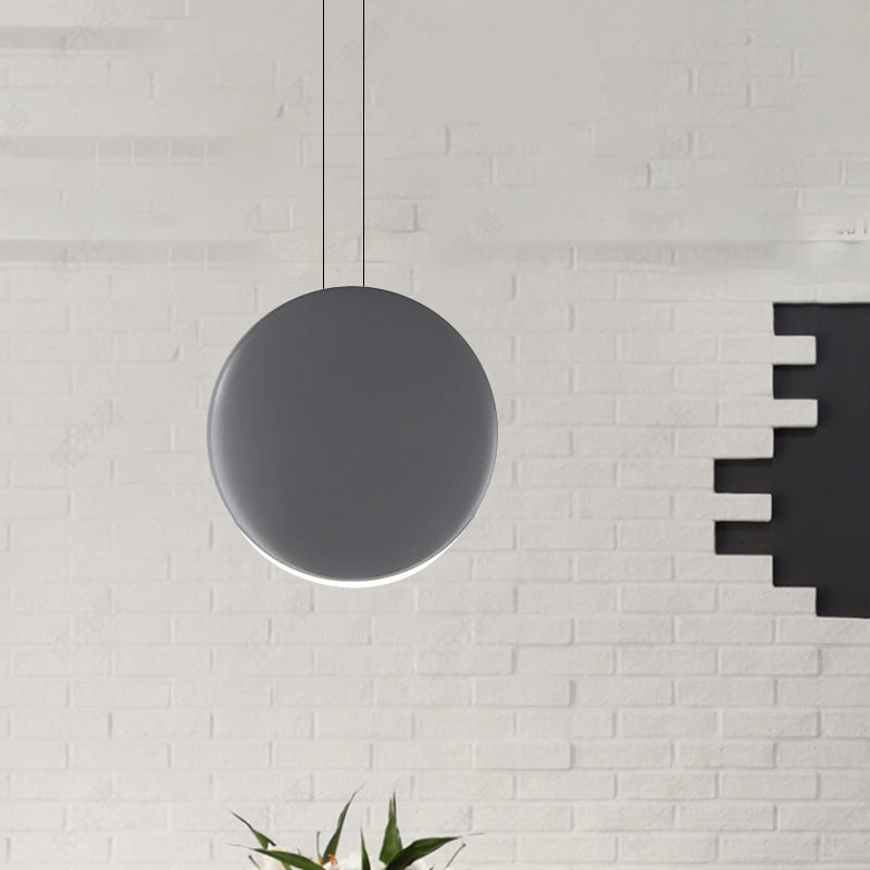 Nordic Metal Pendant Ceiling Light - 6"/8" Round LED Lamp in Black/White/Grey and Warm/White Light