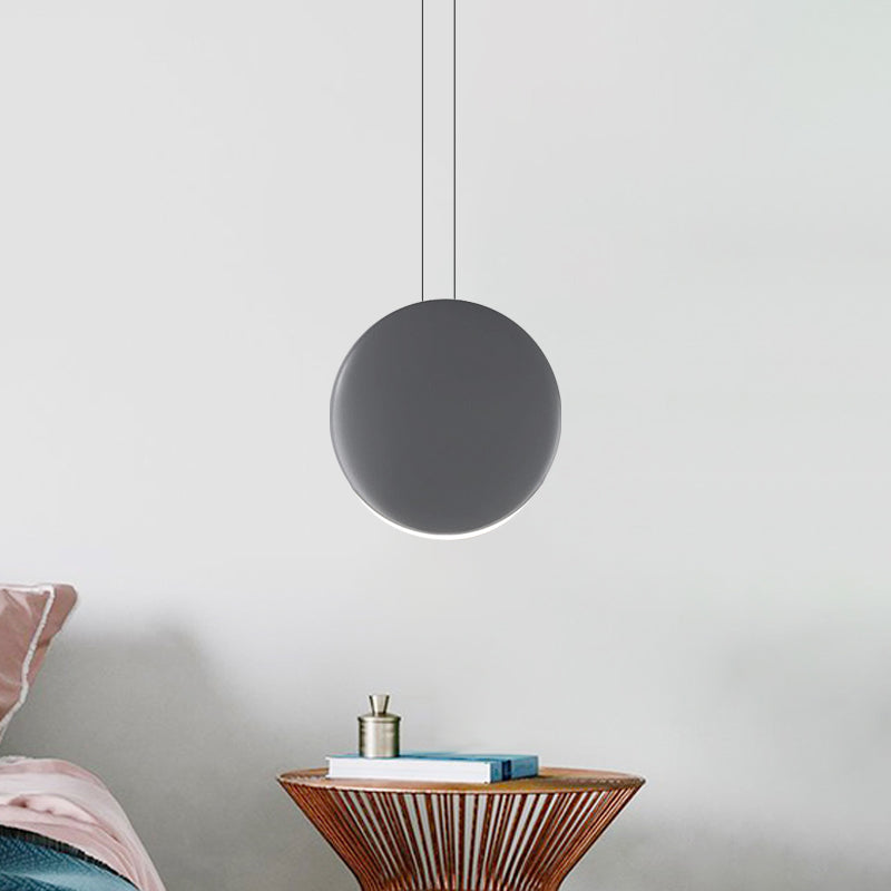 Nordic Metal Pendant Ceiling Light - 6"/8" Round LED Lamp in Black/White/Grey and Warm/White Light